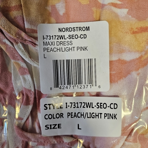 Lovestitch Women's Floral Tiered Short-Sleeve Maxi Dress in Peach/Light Pink - Picture 8 of 12